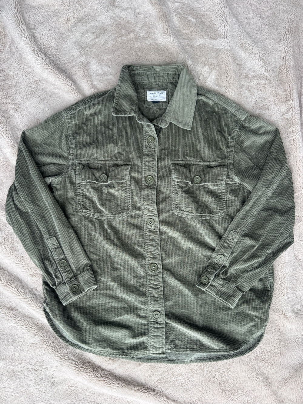 American Eagle Outfitters Oversized corduroy Button Down Shirt Top